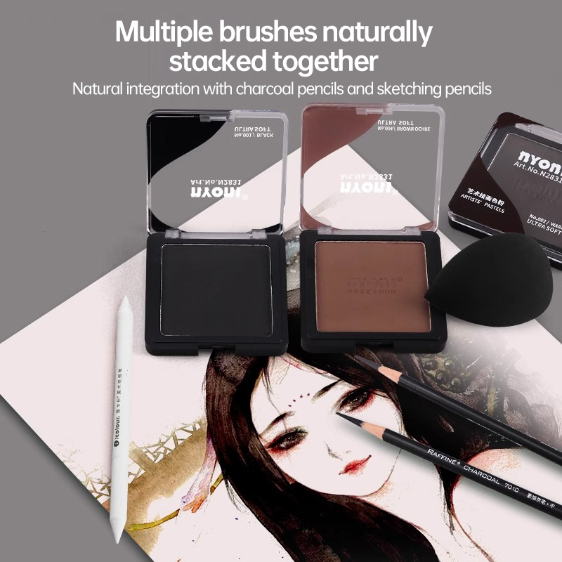 NYONI 6Colors DRY WET Sketch T - Activated Charcoal Powder 评论和价格