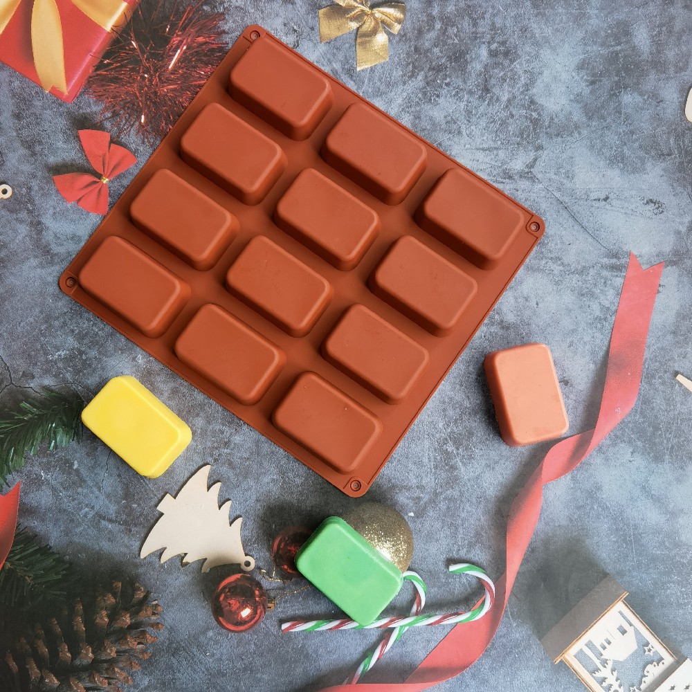 12 Cavity Square Silicone Soap - Soap Making For Beginners 评论和价格